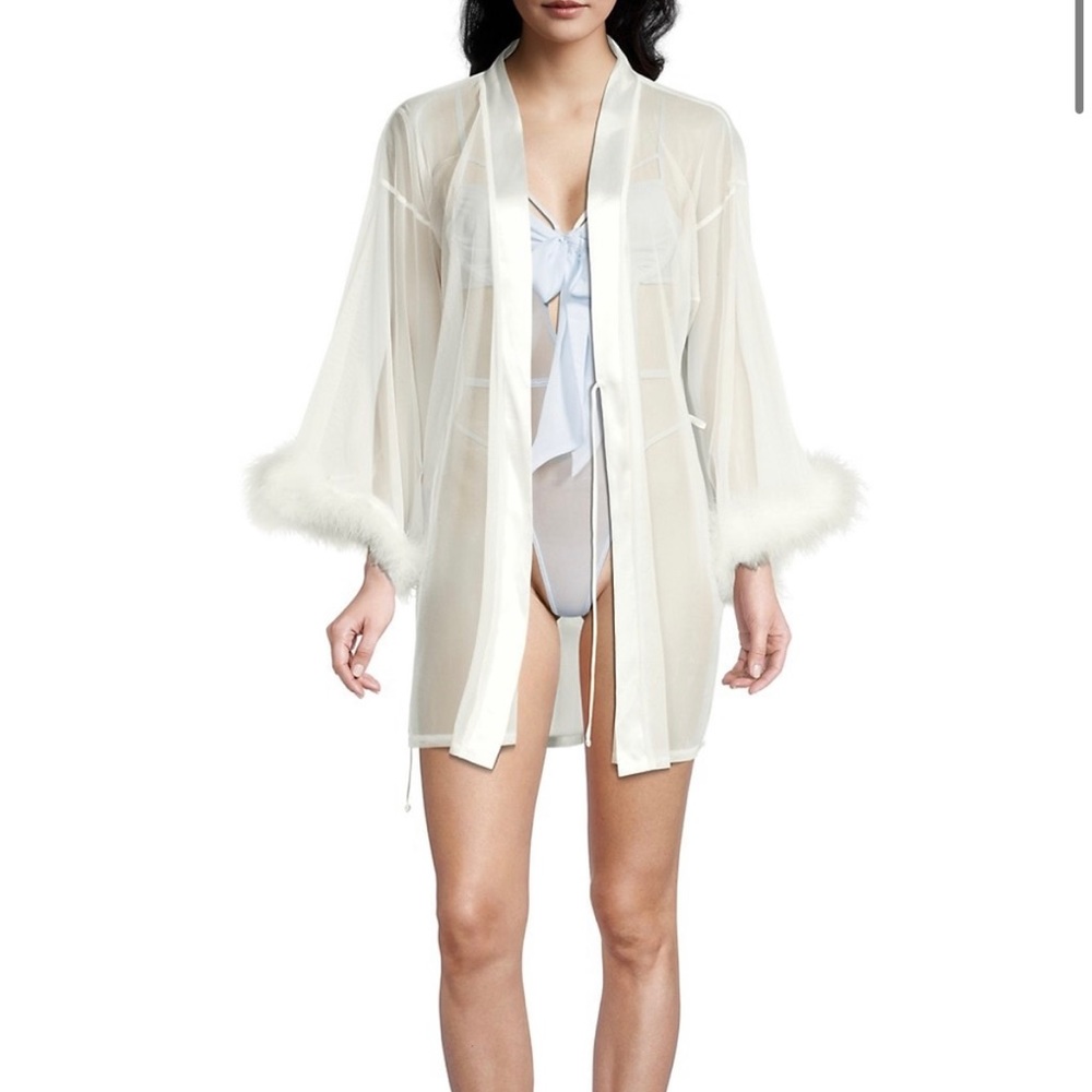 In Bloom Rachel wrap feather trim Robe
